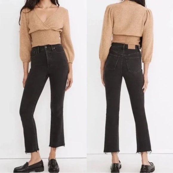 Madewell Cali Demi-Boot Jeans in Black Wash Size 28 - Picture 1 of 7